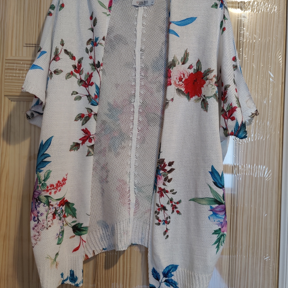 Floral Open-Front Women Sweater